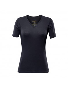 DEVOLD - MAGLIA DONNA MANICHE CORTE "BREEZE MERINO 150" CON COLLO A V