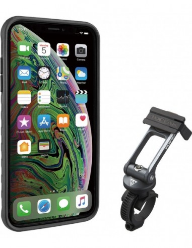 CUSTODIA RIDECASE PER IPHONE XS MAX NERA/GRIGIA C/SUPPORTO INCLUSO