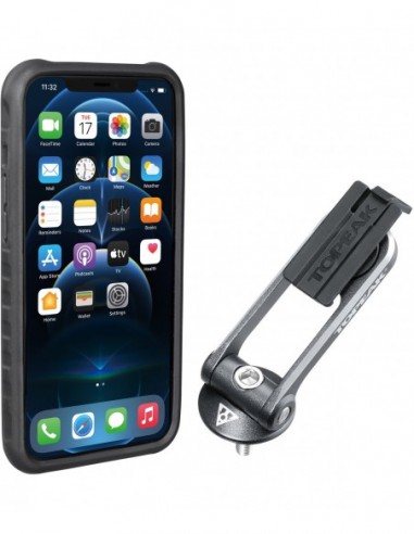CUSTODIA RIDECASE PER IPHONE 12 PRO MAX NERA/GRIGIA CON SUPPORTO INCLUSO