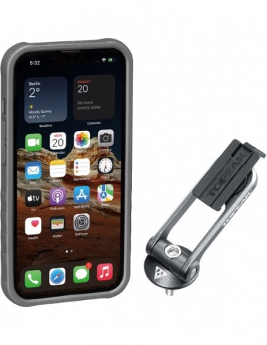 CUSTODIA RIDECASE PER IPHONE 13 MINI NERA/GRIGIA CON SUPPORTO INCLUSO