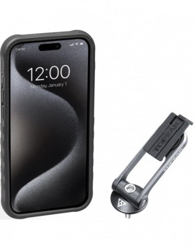 CUSTODIA RIDECASE PER IPHONE 15 PRO NERA/GRIGIA CON SUPPORTO INCLUSO