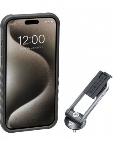 CUSTODIA RIDECASE PER IPHONE 15 PRO MAX NERA/GRIGIA CON SUPPORTO INCLUSO